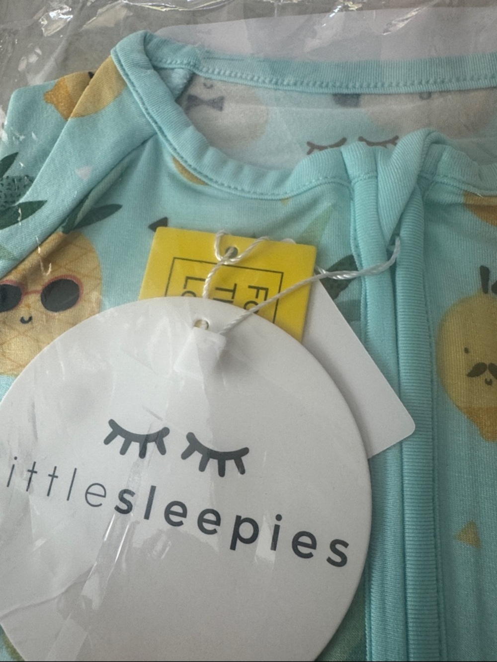 Little Sleepies Zippy Pajama - Aqua & Yellow - Picture 3 of 3